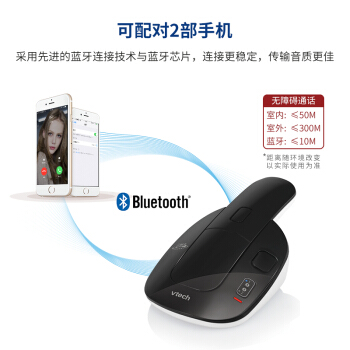 1610無(wú)繩電話(huà)單機(jī)子母機(jī)家用辦公藍(lán)牙無(wú)線(xiàn)座機(jī)電話(huà)機(jī) 黑色單主機(jī)...